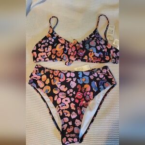 Cupshe Colorful Leopard Print High Waist Bikini Set
